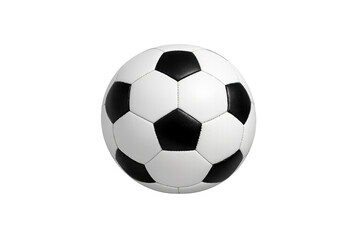Fototapeta premium Soccer ball on a transparent background, depicting the traditional black pentagons and white hexagons. Sporting equipment