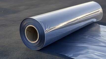 A large roll of heavy duty clear plastic sheeting used for protection and containment