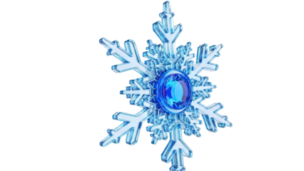 Blue Crystal Snowflake with Gem Center