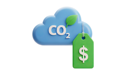 Carbon Pricing Concept: CO2 Cloud with Dollar Tag