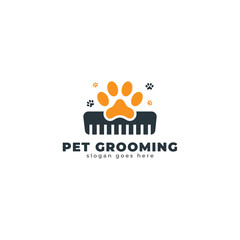 Pet grooming logo icon vector template design for animal salons and others
