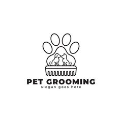 Pet grooming logo icon vector template design for animal salons and others