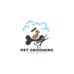 Pet grooming logo icon vector template design for animal salons and others