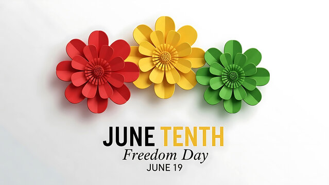 Celebrating june tenth freedom day with colorful paper flowers