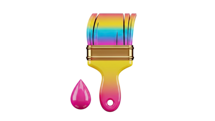 Rainbow Paintbrush with Pink Droplet
