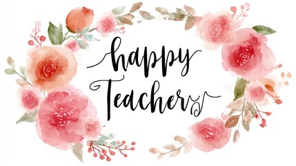 Elegant Floral Wreath for Happy Teachers Day Celebration.