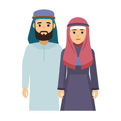 Arabic Muslim man and woman couple icon vector. cultural diversity and modern simplicity symbol. vector illustration.