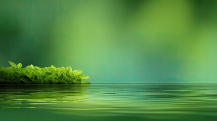 Fototapeta premium Tranquil Green Oasis with Serene Water Reflection and Lush Vegetation Creating a Calming Nature Scene for Relaxation and Meditation Purposes