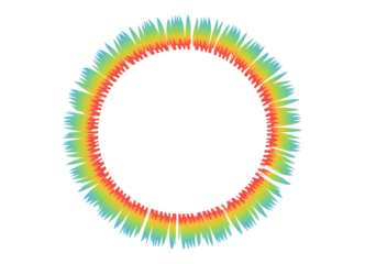 rainbow colored spiky circular frame design element transparent background