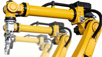 Fototapeta premium Yellow robotic arm in industrial setting