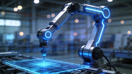 Industrial robotic arm in operation