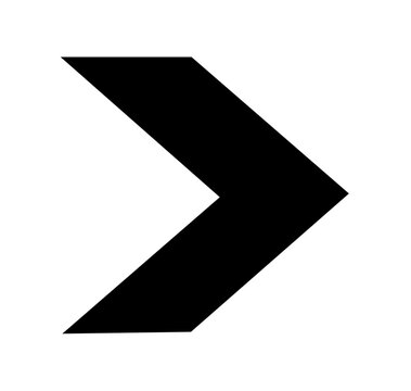 Black right chevron arrow sharp geometric navigation icon minimal flat vector graphic on white background 
