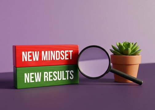 New mindset and new results inscription in wooden blocks. Concept of motivational phrase and motivation lifestyle . Changing the way you think leads to different and better outcomes in your life.
