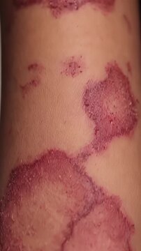 Close Up of Tinea Corporis on Skin Arm Skin Condition Fungal Infection Red Ringlike Rash Medical Dermatology Macro