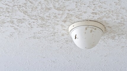 Close up of a dusty bare light socket on a textured ceiling