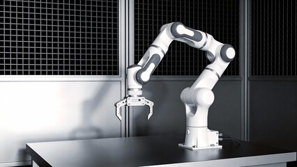 Industrial robotic arm in a lab setting