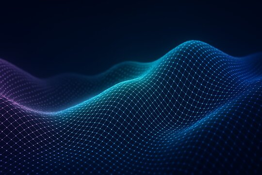 Abstract glowing digital wave pattern futuristic mesh structure representing data connection technology innovation cyberspace communication and artificial intelligence visualization concept - Powered by Adobe