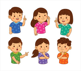 Cute Kids Boy and Girl Vector Illustration