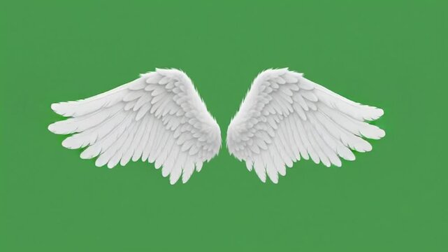 White wings spread on green screen