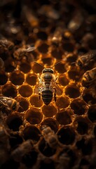 bee on honeycomb