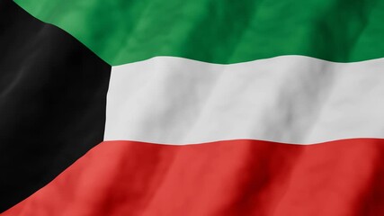Kuwait National Flag Waving 3D Animation Seamless Loop background