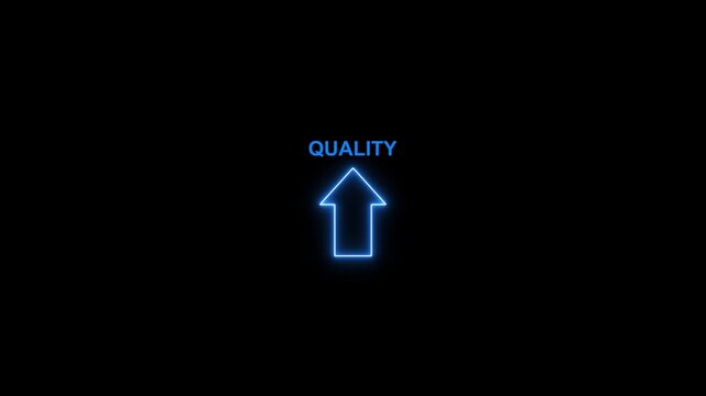 Up Arrow Blue Neon Light Black Background Business Concept