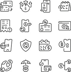 Set of Linear Style Baking and Finance Icons 