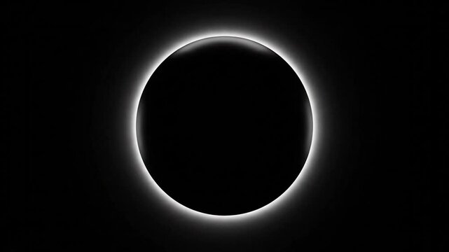A total solar eclipse glowing with a bright corona against darkness