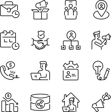 Set of Linear Style Business Icons 