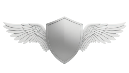 Silver Shield with White Wings