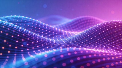 Abstract wave of glowing dots