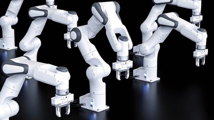 Industrial robotic arms in formation