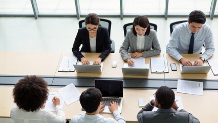 Business meeting with professionals working