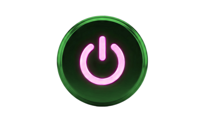 Illuminated Pink Power Button on Black Surface