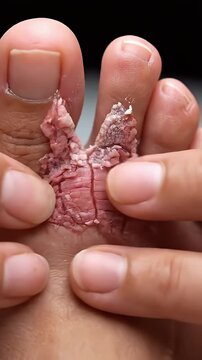 Cracked Foot Skin Close Up Showing Dry and Flaky Skin Condition in Vertical Format for Medical and Dermatological Use