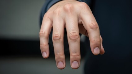 Authentic human hand in a natural posture, revealing subtle skin details and joint contours