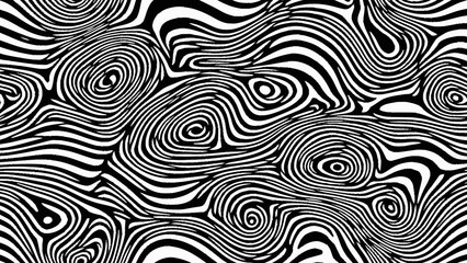 Fototapeta premium A black and white illustration of a swirling abstract pattern with wavy lines and circles.