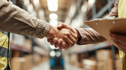 Warehouse Logistics Partnership Handshake