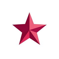Obraz premium A five-pointed star icon, rendered in varying shades of reddish-pink, with a white background. It's a simple, geometric design