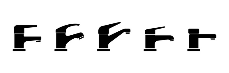 Faucet black icon. Water tap for sink icon isolated on white background.