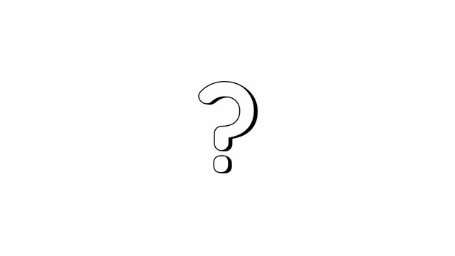 Animated Black Outline Question Mark Icon on White Background, Minimalist Hand-Drawn Style Jiggle Loop Motion Graphic 4k video animation seamless loop