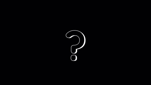 Sketch Style Question Mark Animation Icon Reveal Motion Graphic Looping Symbol for Query, Help, and Uncertainty Concepts 4k video animation seamless loop