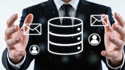 Businessman with digital data icons