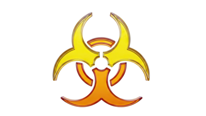 3D Biohazard Symbol with Yellow and Orange Gradient