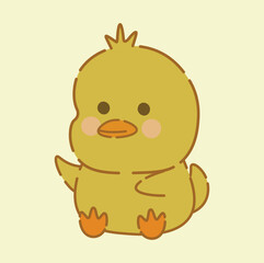 Fototapeta premium Illustration of a cute yellow duck cartoon duck