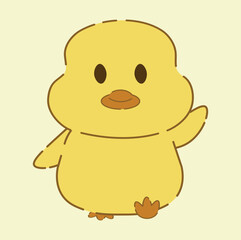 Obraz premium Illustration of a waving yellow duck cute animal mascot yellow duck
