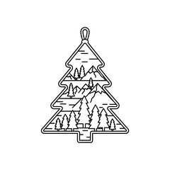 Minimalist Christmas Tree Ornament with Mountain Landscape Inside