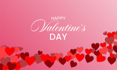 Happy Valentine&rsquo;s Day Pink Heart Background with Romantic Design