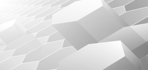Abstract floor hexagon technology style geometric shape background, simple white background image.