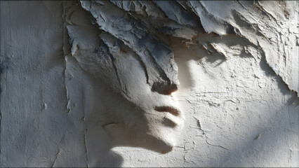 Organic shadow shapes on neutral wall, abstract human emotion
